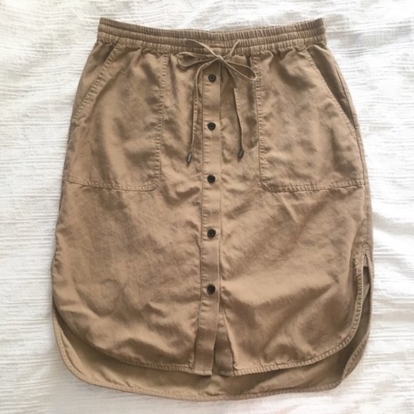 Vince Tan / Khaki Button Down Knee Length Skirt S - Picture 3 of 8